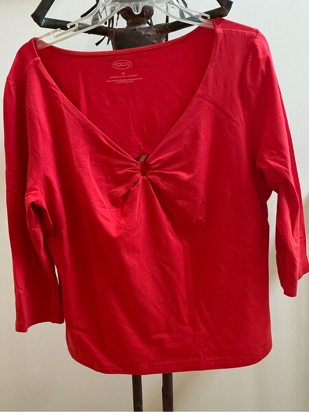 Talbots Orange Knot-Front Three Quarter Length  Women’s Top